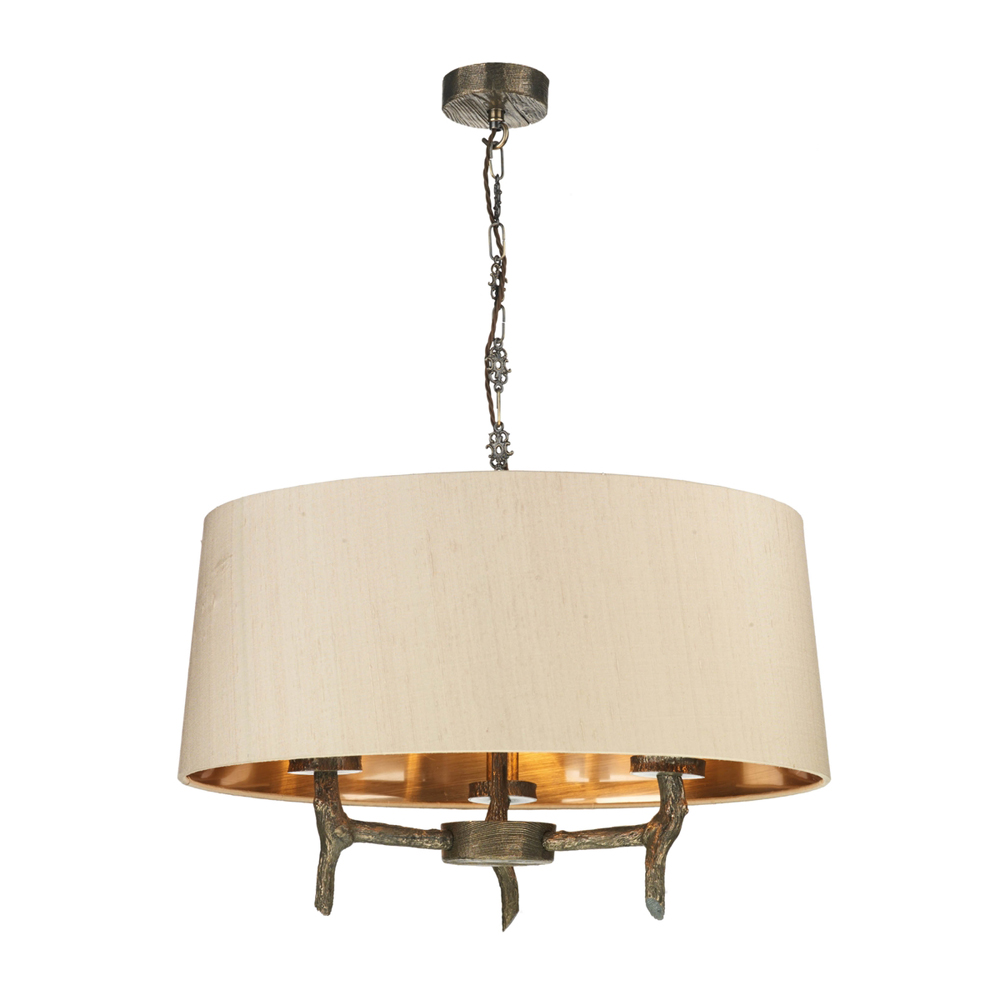 Joshua 3 light shaded pendant with Taupe Shade by David Hunt Lighting